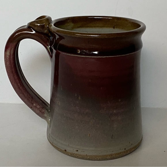 Hand Thrown Studio Pottery Mug Stein Cup Ombré Beige Red Glazed Signed 4.5” EUC - Picture 10 of 14